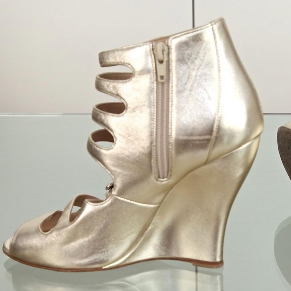 OSCAR de la RENTA METALLIC GOLD GLADIATOR ANKLE BOOTS SIZE 39 - Picture 5 of 6